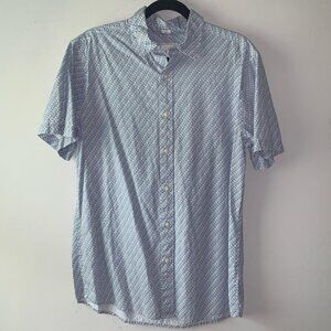Bixby Mens Beachy Fish Print Collared Button Down Shirt Size Medium